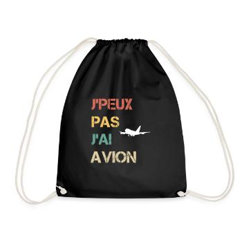 je peux pas j'ai avion cadeau pilote - Sac de sport léger - noir - Devant