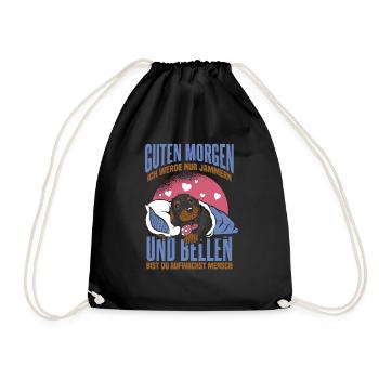 Dackel Süß Gassi Geschenk Dachshund - Turnbeutel - Schwarz - Vorne
