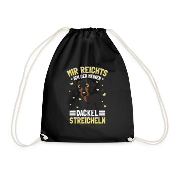 Dachshund Hund Dackel Gassi Spruch - Turnbeutel - Schwarz - Vorne