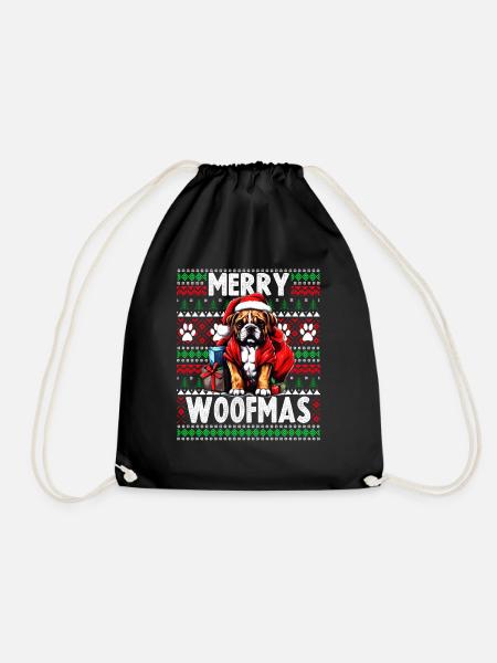 Passendes Pyjama-Oberteil für Familien - Ugly Christmas Dog Bo - Turnbeutel - Schwarz