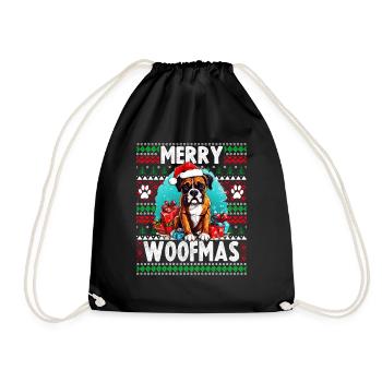 Mignon Boxer Dog Christmas Design - Merry Woofmas - Sac de sport léger - noir - Devant