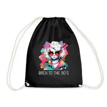 90s Themed Party Back to the 90s Costume - Drawstring Bag - black - Front