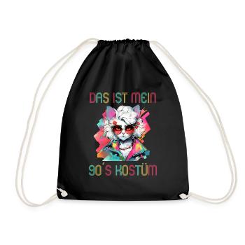 90s Theme Party This is my 90s costume - Drawstring Bag - black - Front