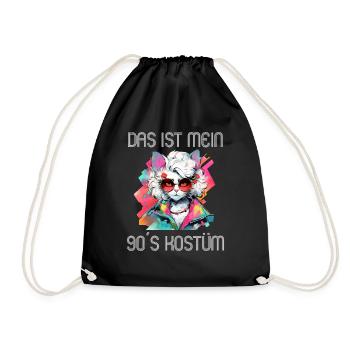 90er Motto Party Das ist mein 90er Kostüm - Turnbeutel - Schwarz - Vorne