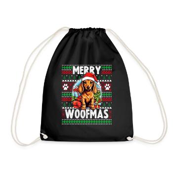 Dog Lover Christmas - Lustiger hässlicher Weihnachtspullover - Turnbeutel - Schwarz - Vorne