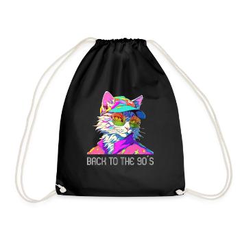 90s Themed Party Back to the 90s Costume - Drawstring Bag - black - Front