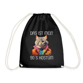 90er Motto Party Das ist mein 90er Kostüm - Turnbeutel - Schwarz - Vorne