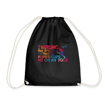 Baton Twirling Girl Twirler Majorette - Drawstring Bag - black - Front