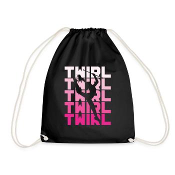 Baton Twirling Girl Twirler Majorette - Drawstring Bag - black - Front