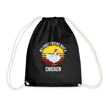 Lustiger Hühner Spruch Huhn - Turnbeutel - Schwarz - Vorne