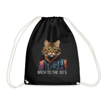 90s Themed Party Back to the 90s Costume - Drawstring Bag - black - Front
