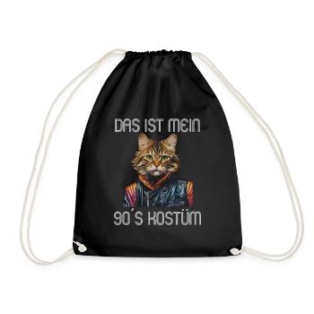 90er Motto Party Das ist mein 90er Kostüm - Turnbeutel - Schwarz - Vorne
