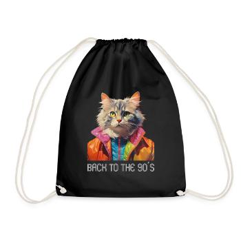 90s Themed Party Back to the 90s Costume - Drawstring Bag - black - Front