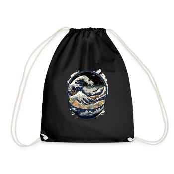 Ramen Hokusai Japanese Art Kanagawa Humor - Drawstring Bag - black - Front