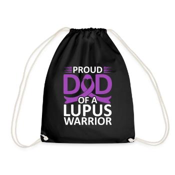Proud father of a lupus warrior Purple Ribbon - Drawstring Bag - black - Front