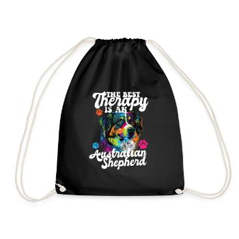 Australian Shepherd Pop Art & Dog Lover & Splash - Drawstring Bag - black - Front
