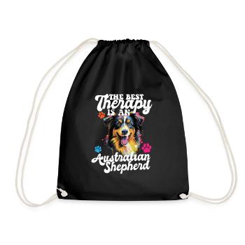 Australian Shepherd Pop Art & Dog Lover & Splash - Drawstring Bag - black - Front