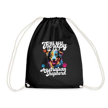 Australian Shepherd Pop Art & Dog Lover & Splash - Drawstring Bag - black - Front