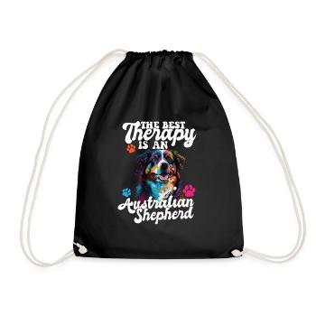 Australian Shepherd Pop Art & Dog Lover & Splash - Drawstring Bag - black - Front