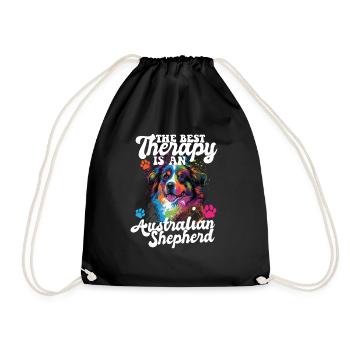Australian Shepherd Pop Art & Dog Lover & Splash - Drawstring Bag - black - Front