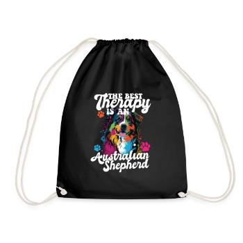 Australian Shepherd Pop Art & Dog Lover & Splash - Drawstring Bag - black - Front