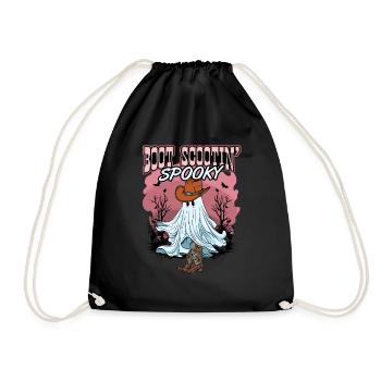 Halloween Cute Ghost Retro Western Funny Boot - Turnbeutel - Schwarz - Vorne