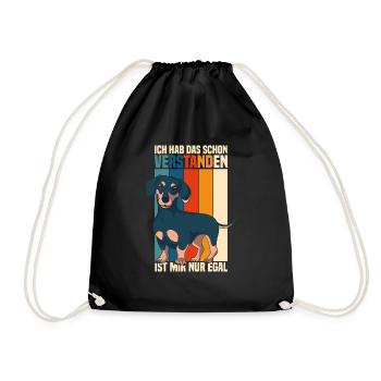 Lustige Dackel Sprüche Dachshund Geschenk - Turnbeutel - Schwarz - Vorne