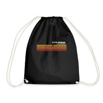Retro Santa Barbara California Vintage Vacation - Drawstring Bag - black - Front