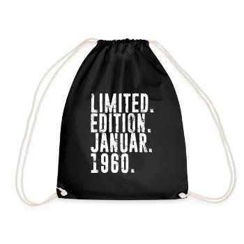 Limited Edition Januar 1960 Geburtsjahr Geschenk 1 - Turnbeutel - Schwarz - Vorne