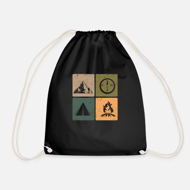 Funny Outdoor Lovers Hiking Camping Hiking - Drawstring Bag - black