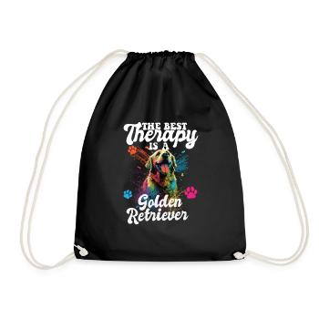 The Best Therapy Is A Golden Retriever Dog Mom - Drawstring Bag - black - Front