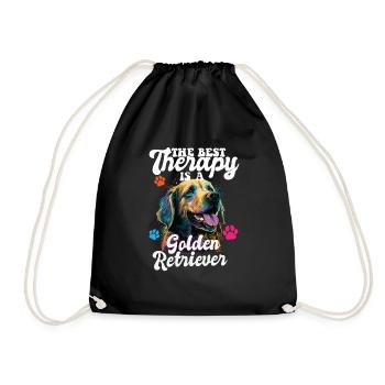 The Best Therapy Is A Golden Retriever Dog Mom - Drawstring Bag - black - Front