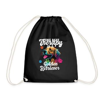 The Best Therapy Is A Golden Retriever Dog Mom - Turnbeutel - Schwarz - Vorne