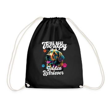 The Best Therapy Is A Golden Retriever Dog Mom - Drawstring Bag - black - Front