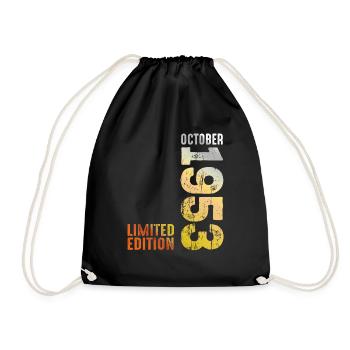 Since 1953 October Year 1953 Retro Vintage 1953 - Drawstring Bag - black - Front