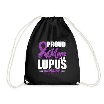 Proud mother of a lupus warrior Purple Ribbon - Drawstring Bag - black - Front