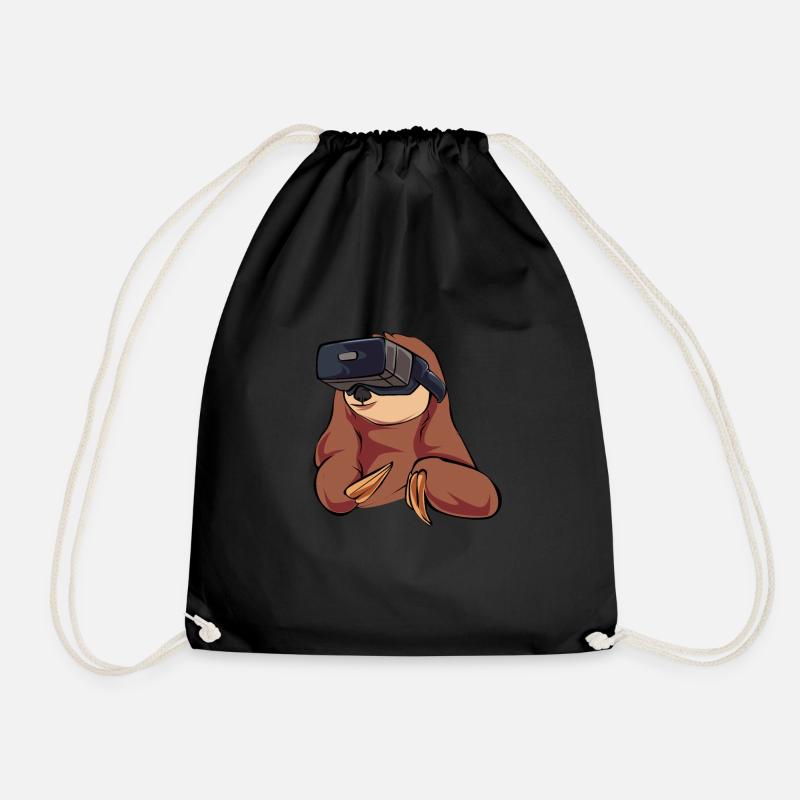 vr sloth - Drawstring Bag - black