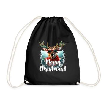 Santa Weihnachten Rudolph Deer, Merry Christmas - Turnbeutel - Schwarz - Vorne