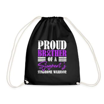 Proud brother of a Sjogrens syndrome warrior - Drawstring Bag - black - Front