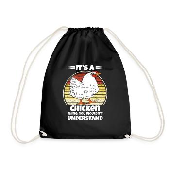 Lustiger Hühner Spruch Huhn - Turnbeutel - Schwarz - Vorne