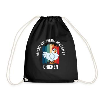 Lustiger Hühner Spruch Huhn - Turnbeutel - Schwarz - Vorne