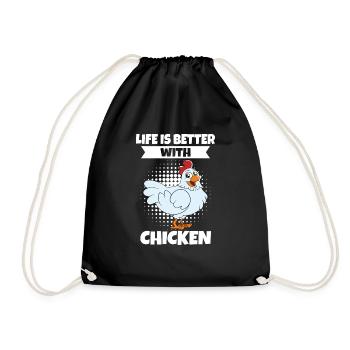 Lustiger Hühner Spruch Huhn - Turnbeutel - Schwarz - Vorne