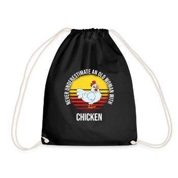 Lustiger Hühner Spruch Huhn - Turnbeutel - Schwarz - Vorne