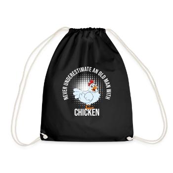 Funny Chicken Saying Chicken - Drawstring Bag - black - Front