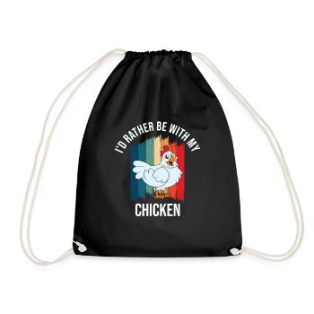 Lustiger Hühner Spruch Huhn - Turnbeutel - Schwarz - Vorne