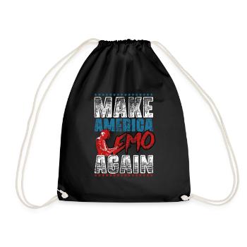 Emoticon Make America Emo Again Emocore Aesthetic - Drawstring Bag - black - Front