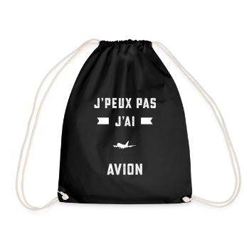 je peux pas j'ai avion pilote cadeau - Sac de sport léger - noir - Devant