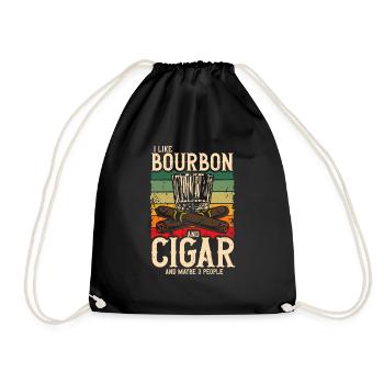 Bourbon Cigars Whisky Cigars Lounge Lovers - Drawstring Bag - black - Front