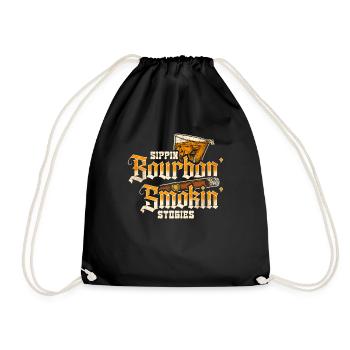 Bourbon Cigars Whisky Cigars Lounge Lovers - Drawstring Bag - black - Front