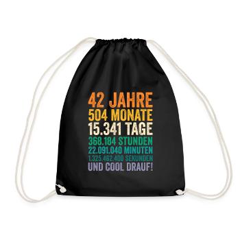 42 Jahre Zweiundvierzigster Geburtstag - Turnbeutel - Schwarz - Vorne